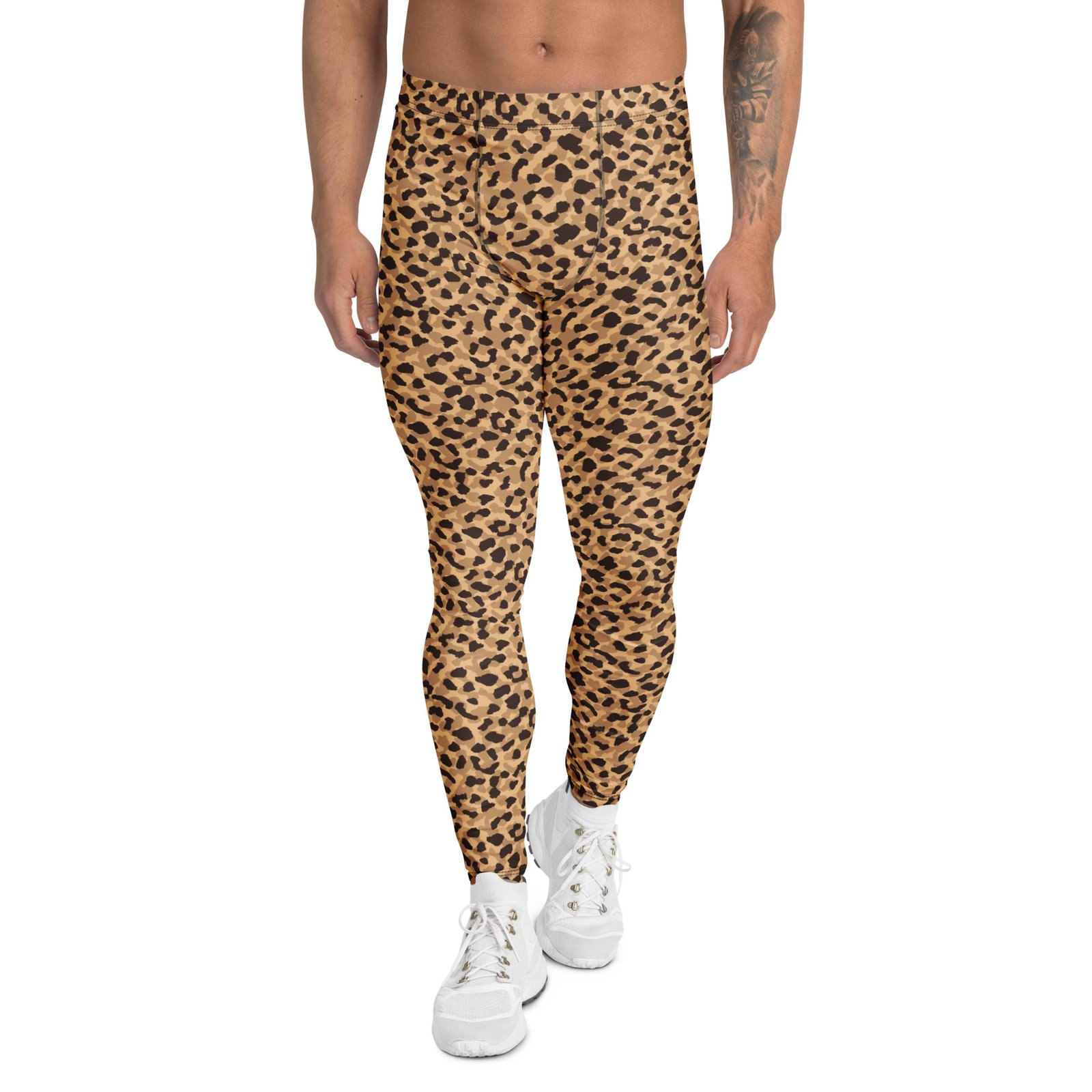 Shop Comfortable Bold Leopard Print Men's Leggings for Activewear. Elevate your fitness look with bold style and maximum comfort—perfect for any activity.