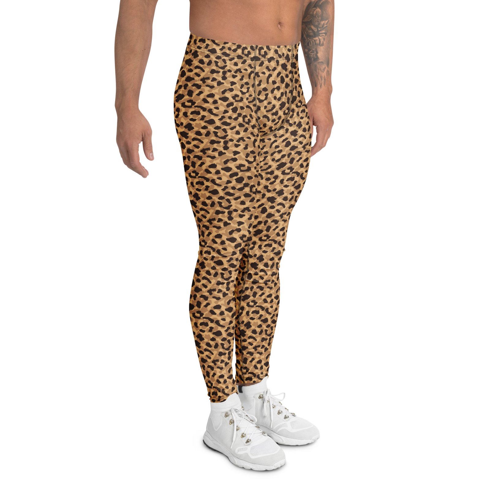Shop Comfortable Bold Leopard Print Men's Leggings for Activewear. Elevate your fitness look with bold style and maximum comfort—perfect for any activity.